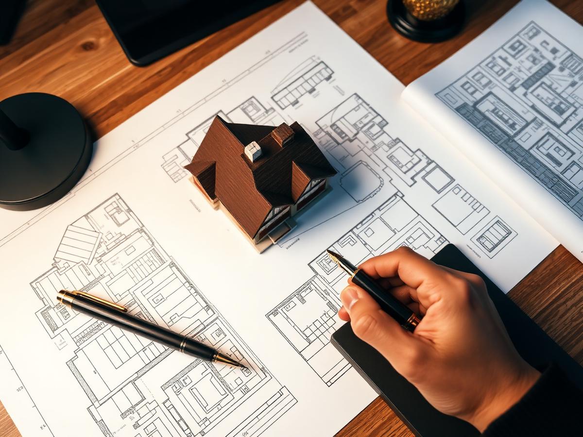 An architect's desk with blueprints representing the realtor track